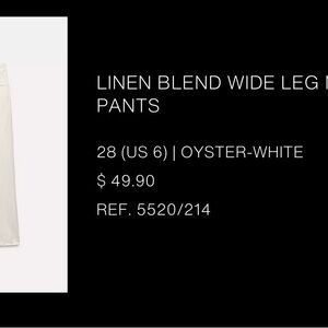 Zara Oyster-White Linen Blend Wide Leg Pants